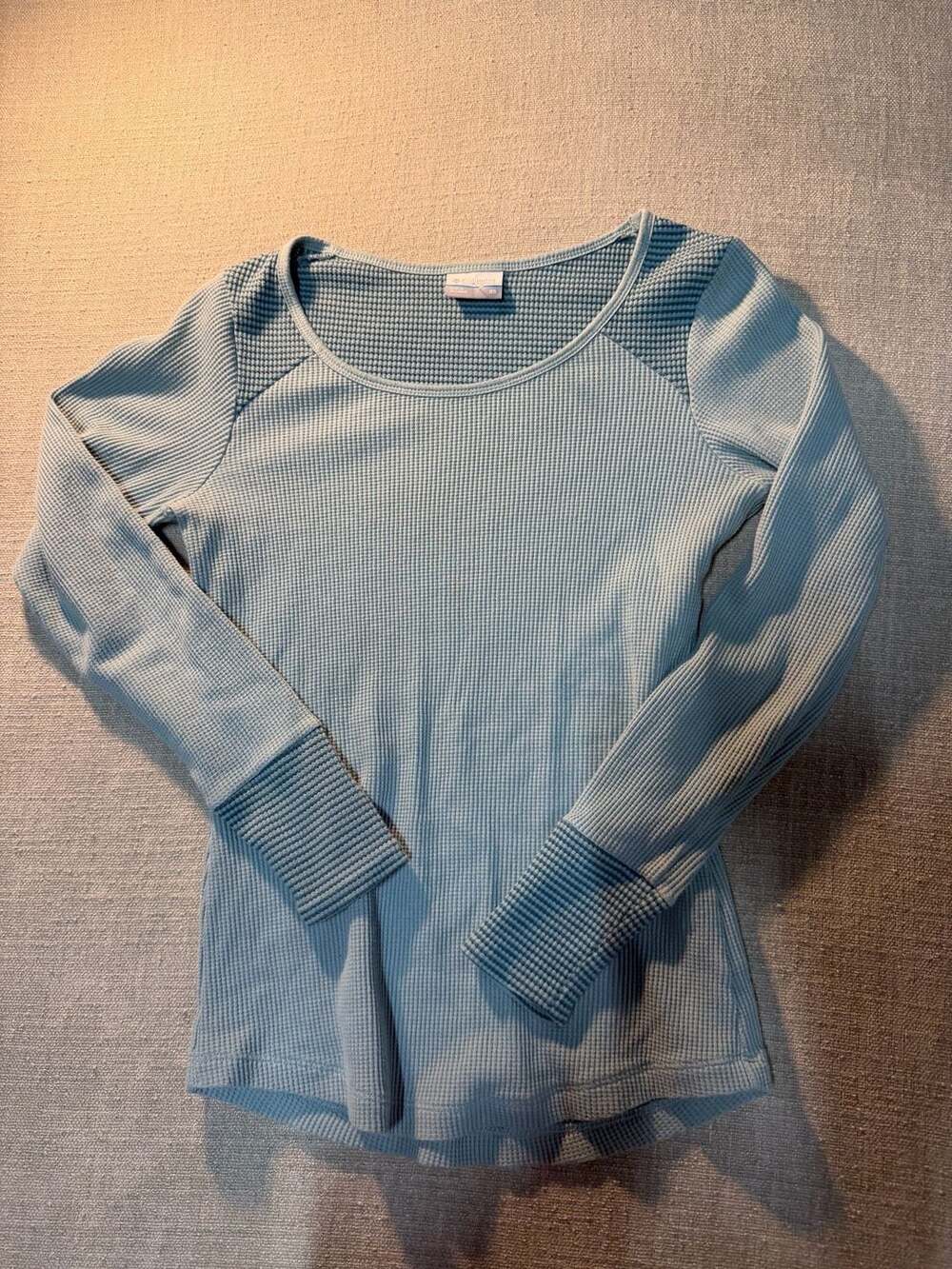 Columbia Waffle Knit Thermal Top Size XS Blue Long Sleeve